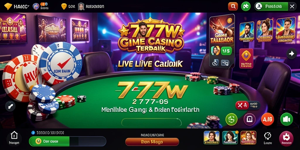 Screenshot menunjukkan gameplay Live Casino yang seru di 7777W.