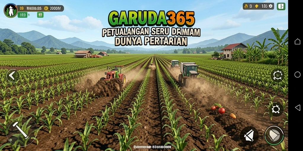 Tampilan gameplay GARUDA365 dengan aktivitas bertani yang seru.