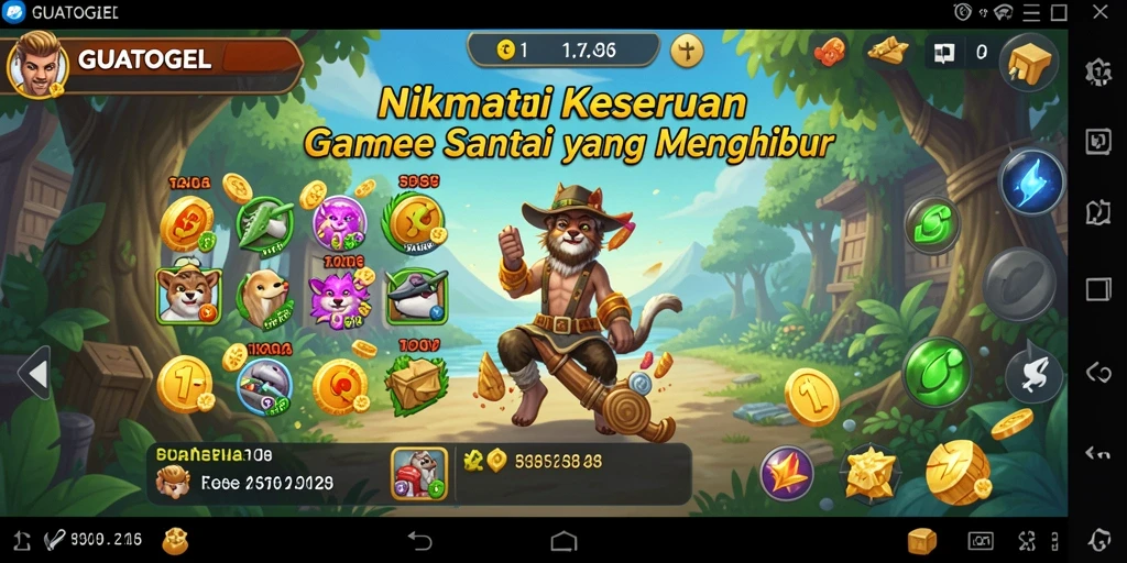 Tampilan gameplay GUATOGEL yang penuh warna dan menarik.