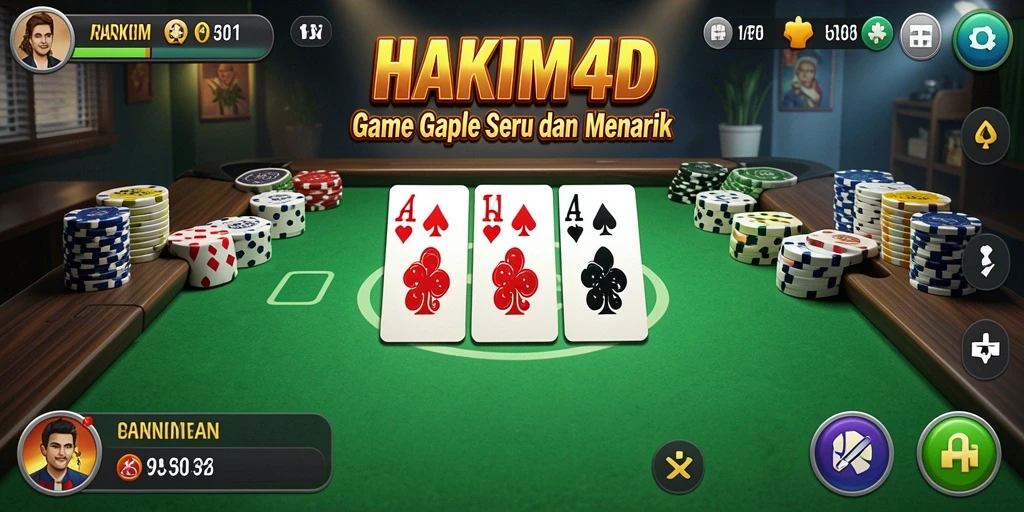 Screenshot HAKIM4D menampilkan gameplay Gaple yang seru.