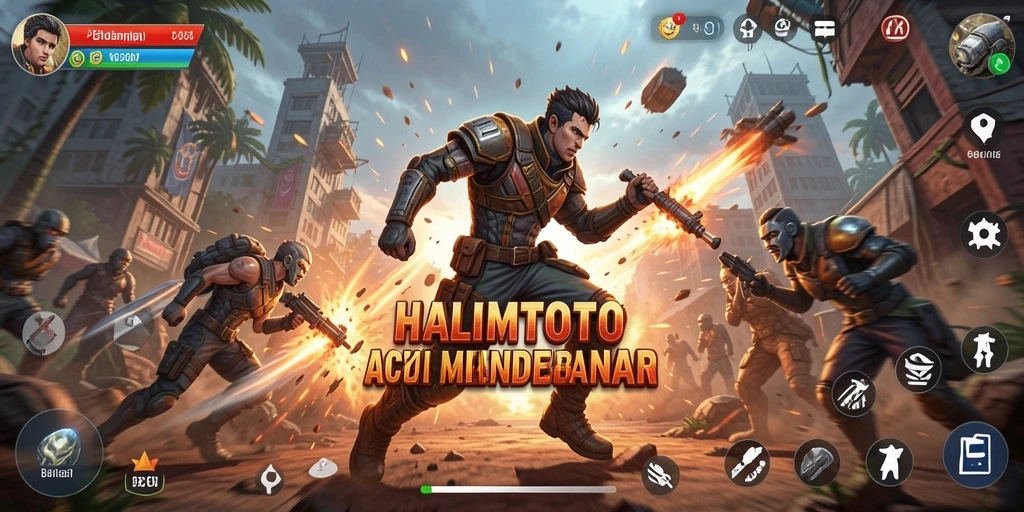 Tampilan aksi seru dari HALIMTOTO saat bertarung melawan musuh.