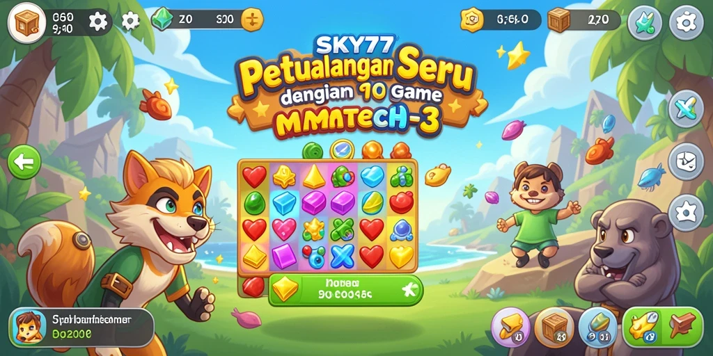Tampilan gameplay seru pada SKY77, penuh tantangan dan warna.
