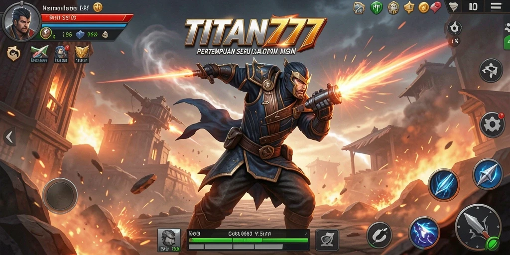 Tampilan gameplay menegangkan di TITAN777 dengan aksi luar biasa.